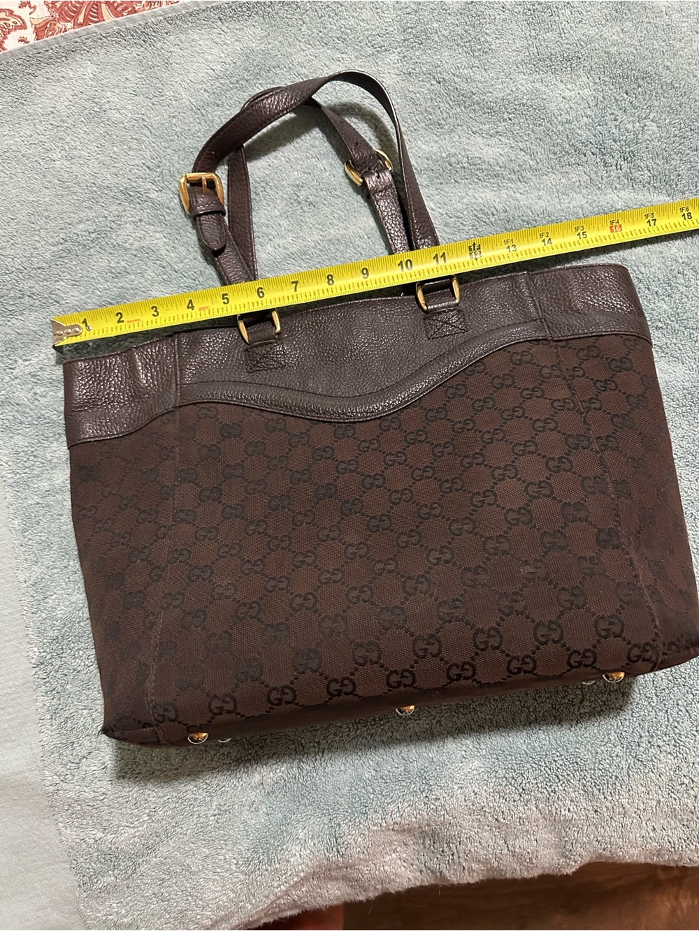 Gucci Chocolate Brown/Black Monogram Tote - Picture 13 of 15